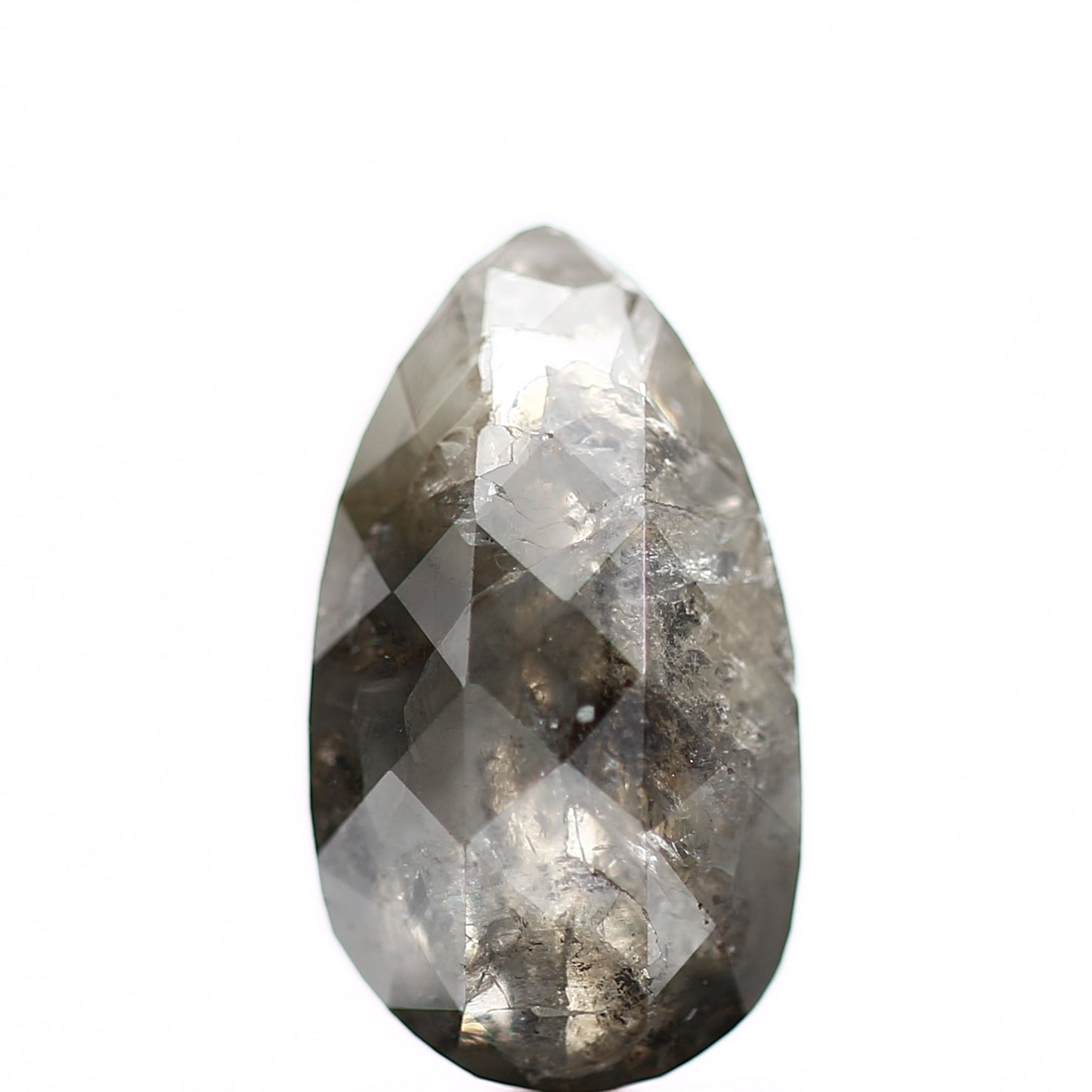 2.65 Carat Natural Pear Checker Cut Salt and Pepper Diamond SDM413