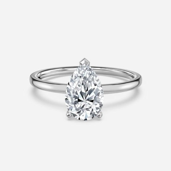 Deltic Pear Solitaire Engagement Ring 14K / 18K Solid Gold