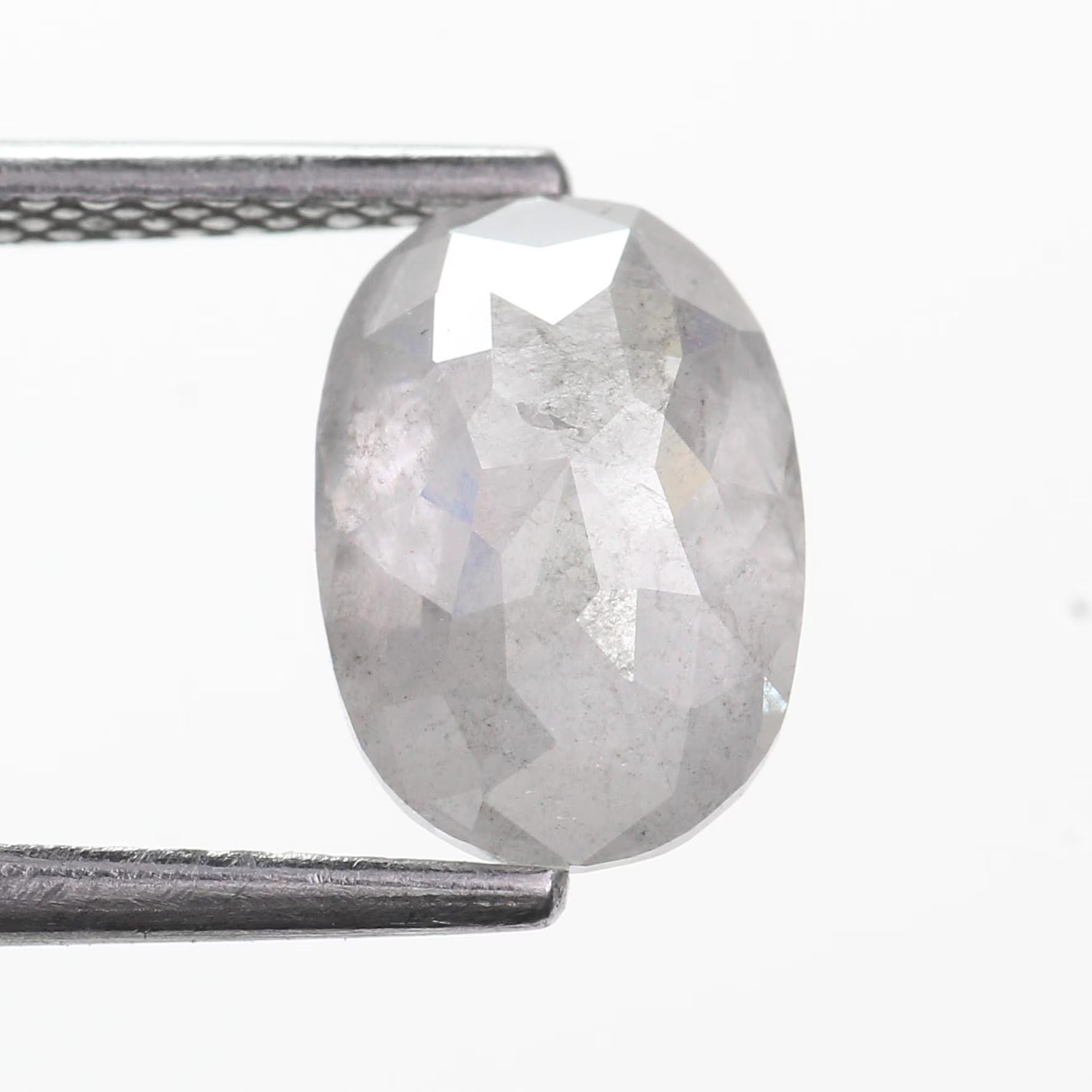 2 Carat Salt and Pepper Diamond Oval Natural Milky Gray 9.10 MM