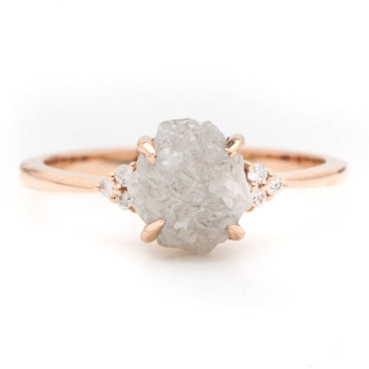 Rough Diamond Engagement Ring 