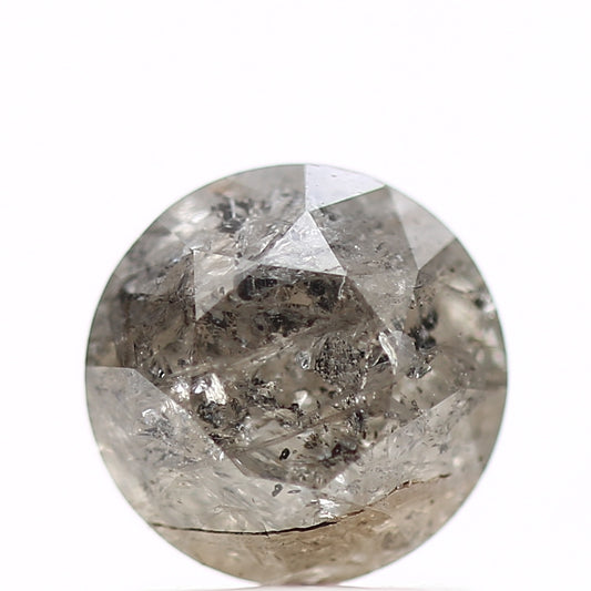 1.43 Carat Natural Gray Round Loose Salt Pepper Diamond 6.7 MM - Blackdiamond