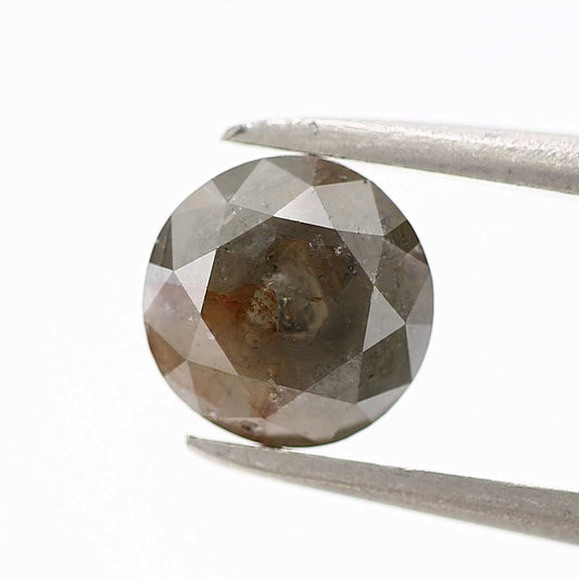 0.95 Carat Rustic Gray Diamond Round Cut Natural Loose Diamond 6.2 MM - Blackdiamond