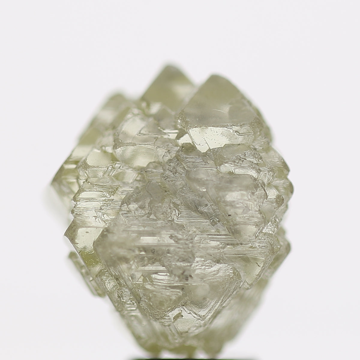 10 Ct Rough Diamond Octahedron Light Green Gray Raw Stone 12.70 MM
