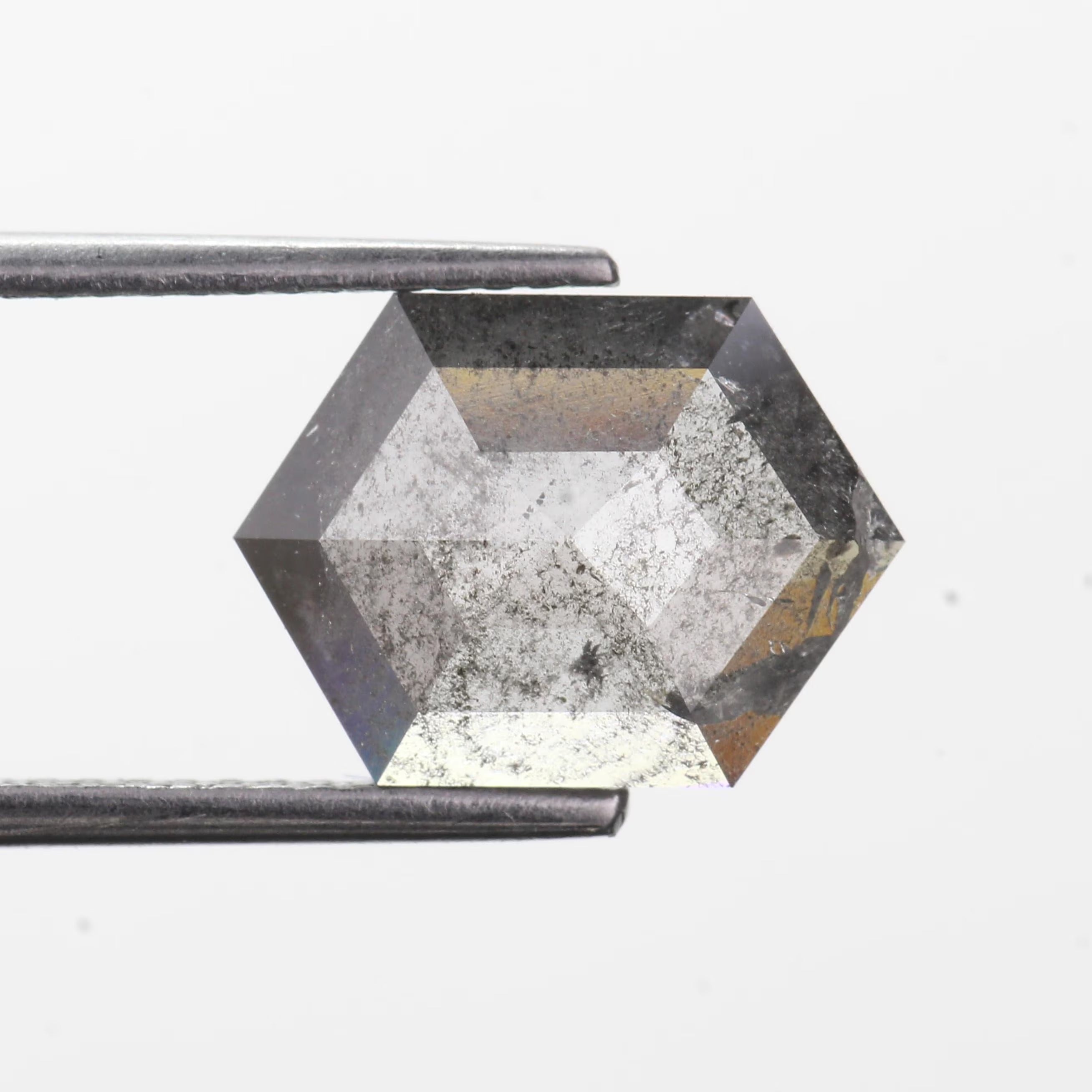 2.35 Carat Natural Gray Hexagon Salt and Pepper Diamond 11.70 MM