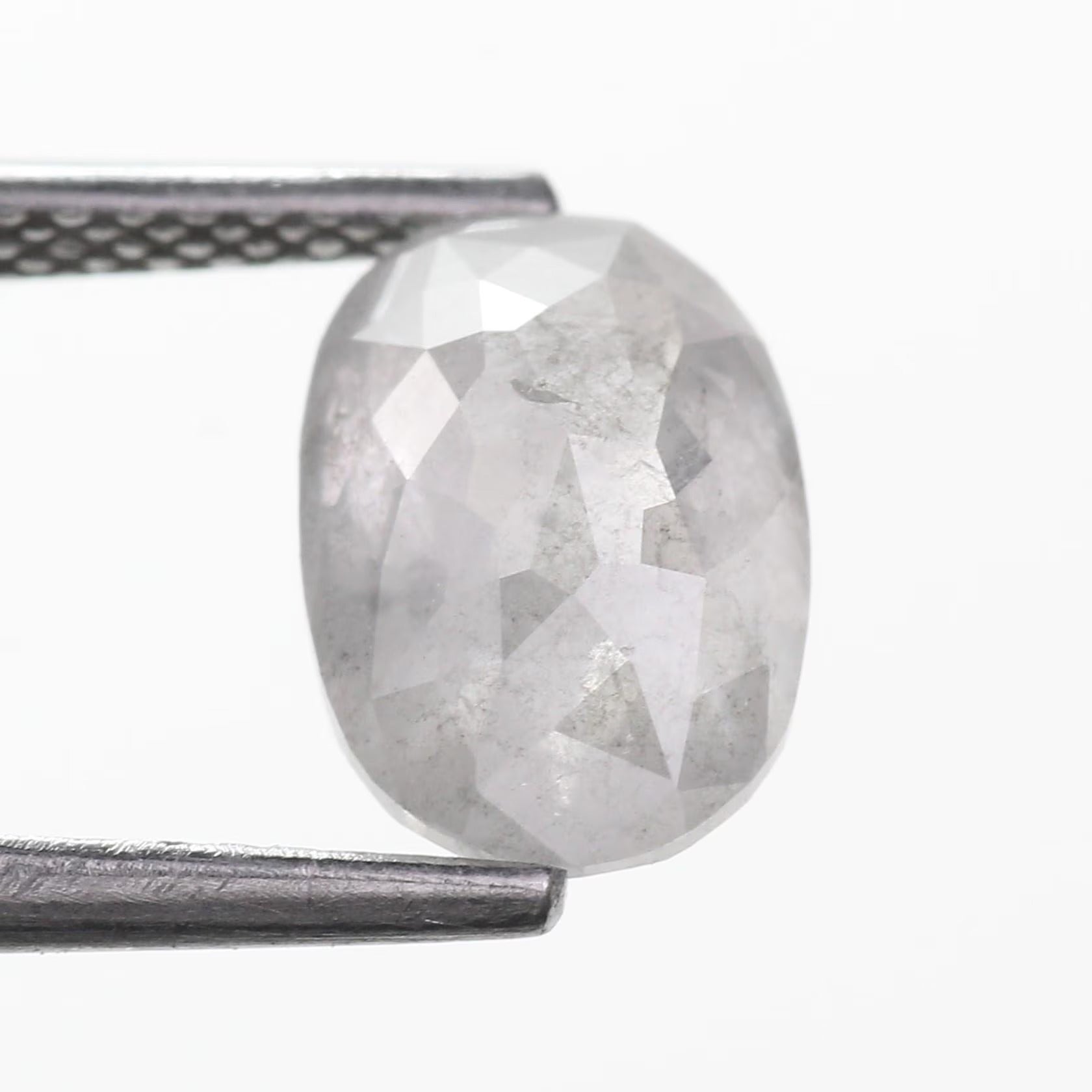 2 Carat Salt and Pepper Diamond Oval Natural Milky Gray 9.10 MM