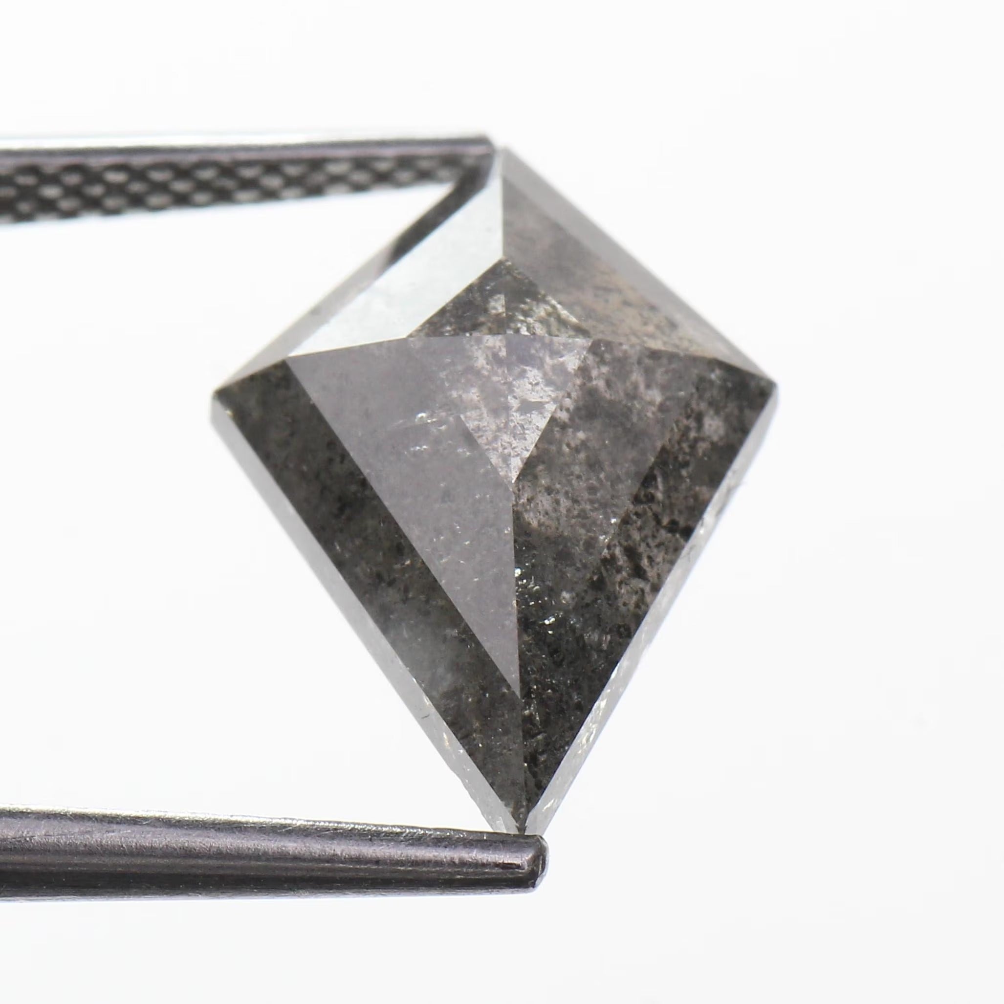 4.39 Carat Natural Gray Salt Pepper Kite Cut Diamond 14.46 MM