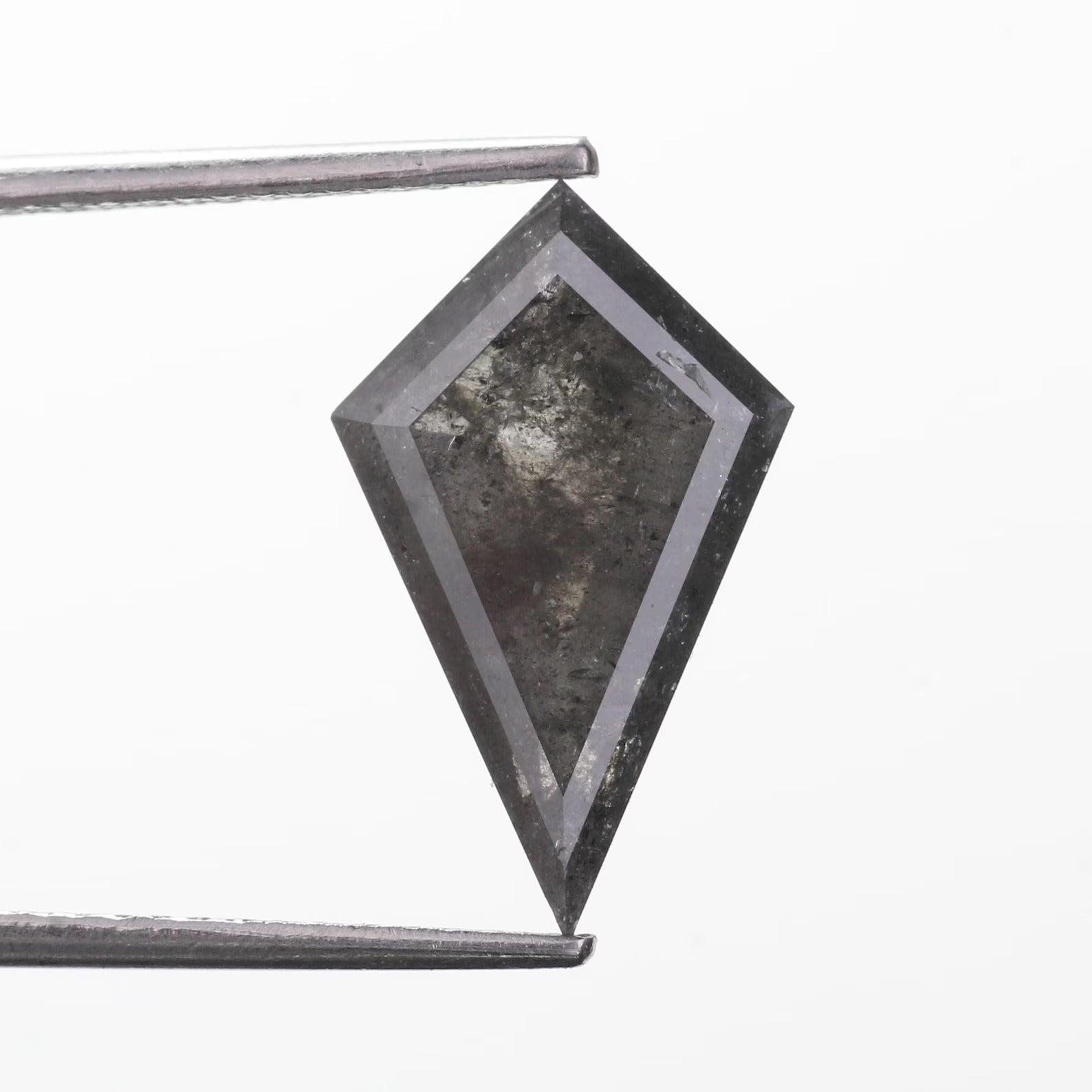 3.36 Carat Natural Gray Kite Cut Salt Pepper Diamond 15.50 MM