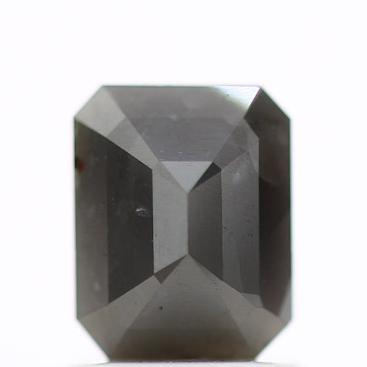 1.03 Carat 6.44 MM Natural Gray Rustic Emerald Cut Loose Diamond - Blackdiamond