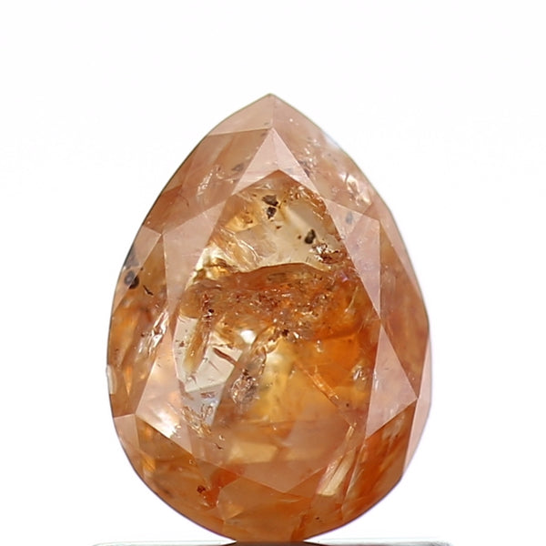 0.90 Carat Natural Salt And Pepper Pear Cut Orange Diamond 6.84 MM