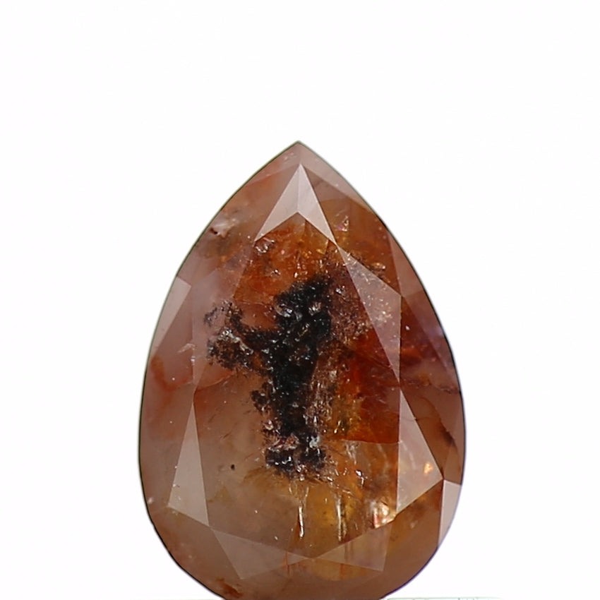 0.58 Carat Natural Orange Rustic Pear Diamond 6.25 MM