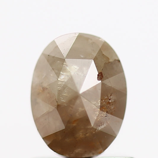 0.83 Carat Brown Oval Rose Cut Rustic Natural Diamond 6.5 MM