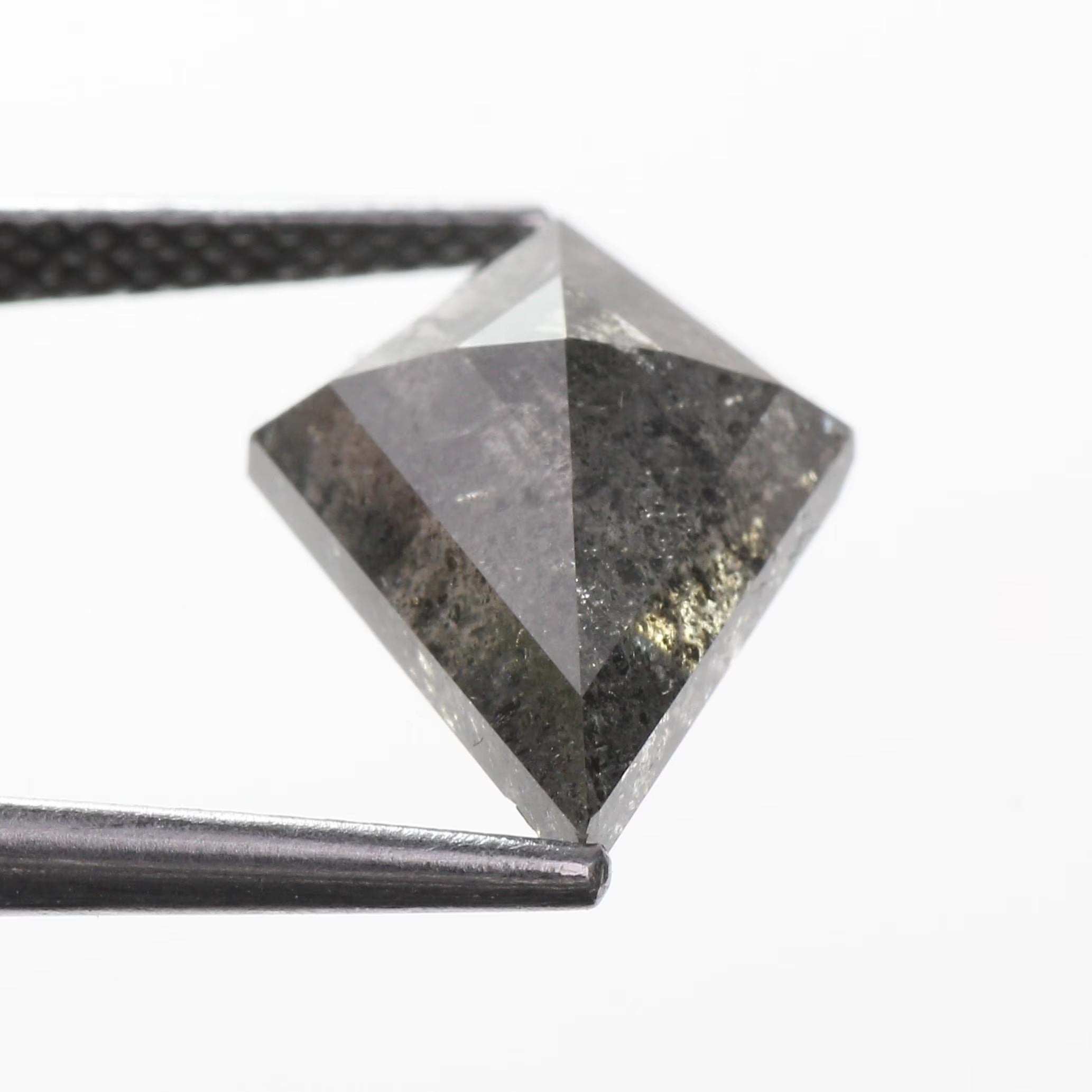 4.39 Carat Natural Gray Salt Pepper Kite Cut Diamond 14.46 MM