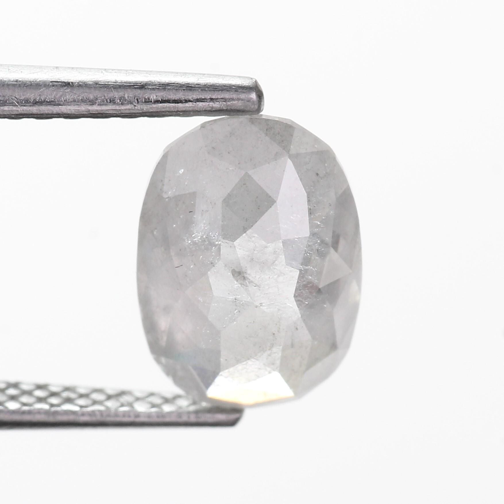 2 Carat Salt and Pepper Diamond Oval Natural Milky Gray 9.10 MM