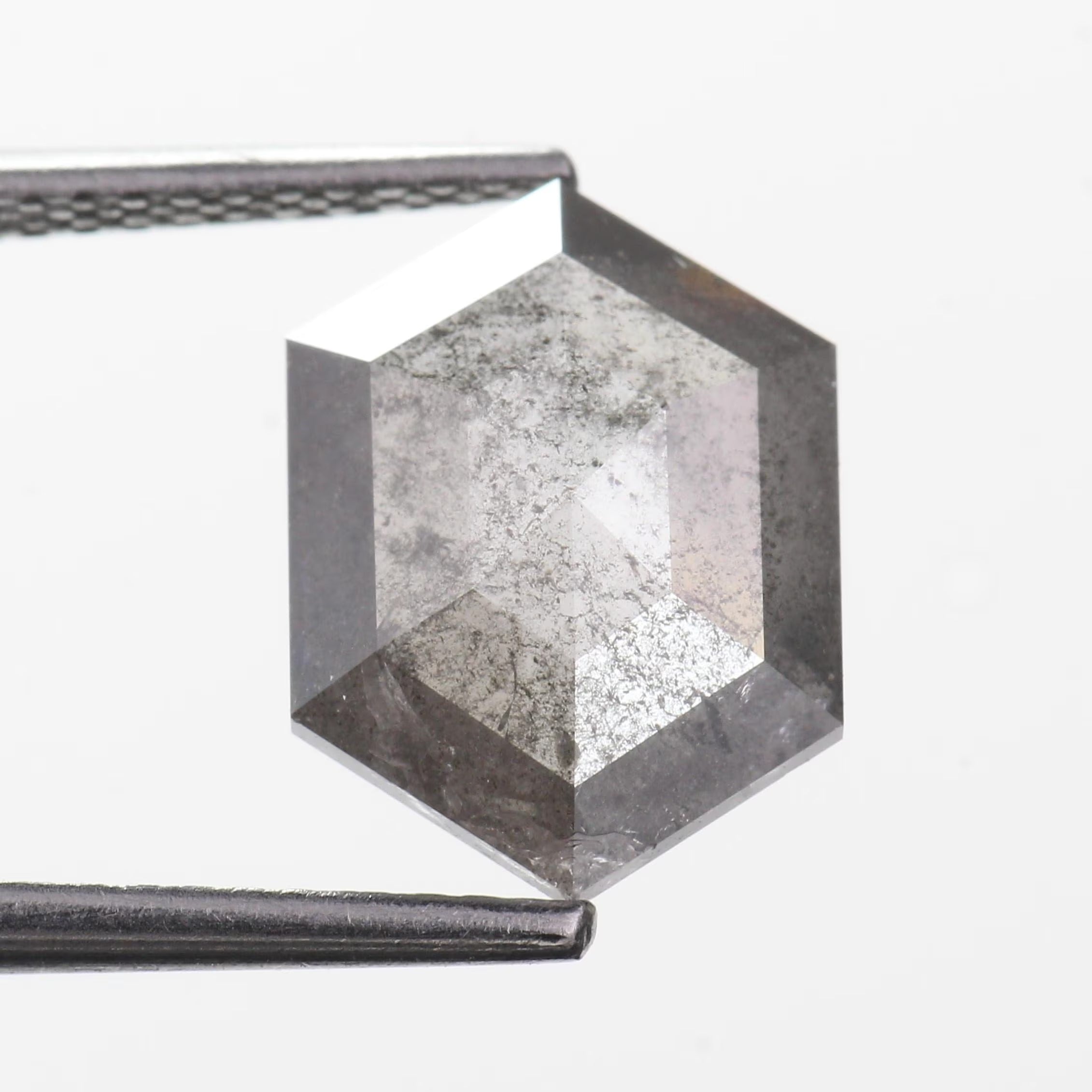 2.35 Carat Natural Gray Hexagon Salt and Pepper Diamond 11.70 MM