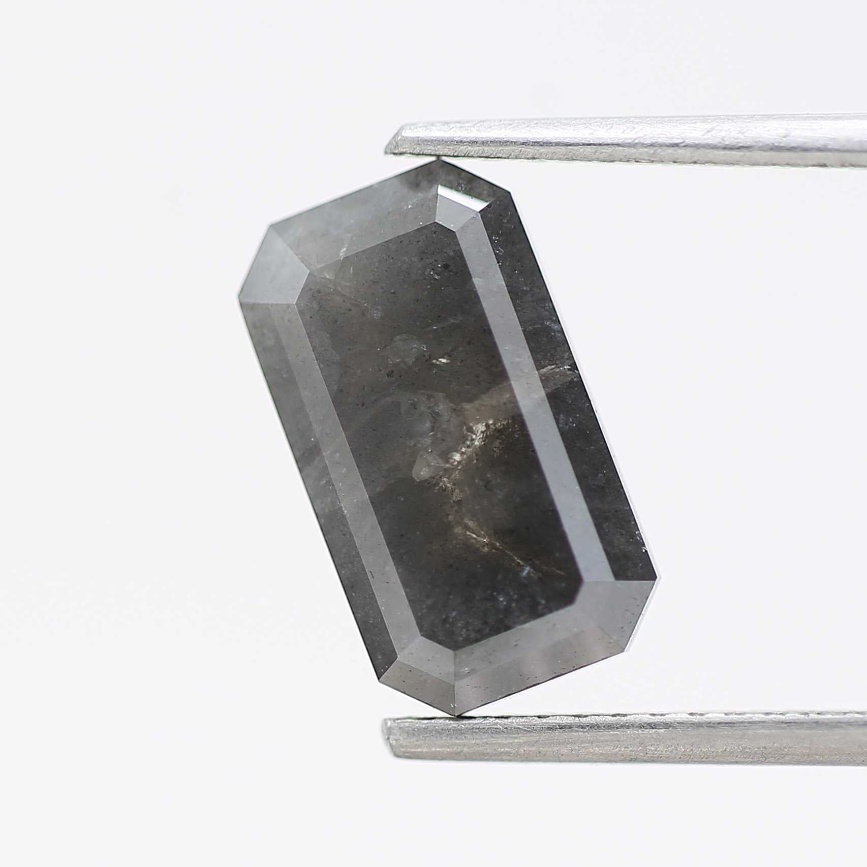 2.98 Carat 10.9 MM Natural Fancy Gray Emerald Cut Salt Pepper Diamond - Blackdiamond