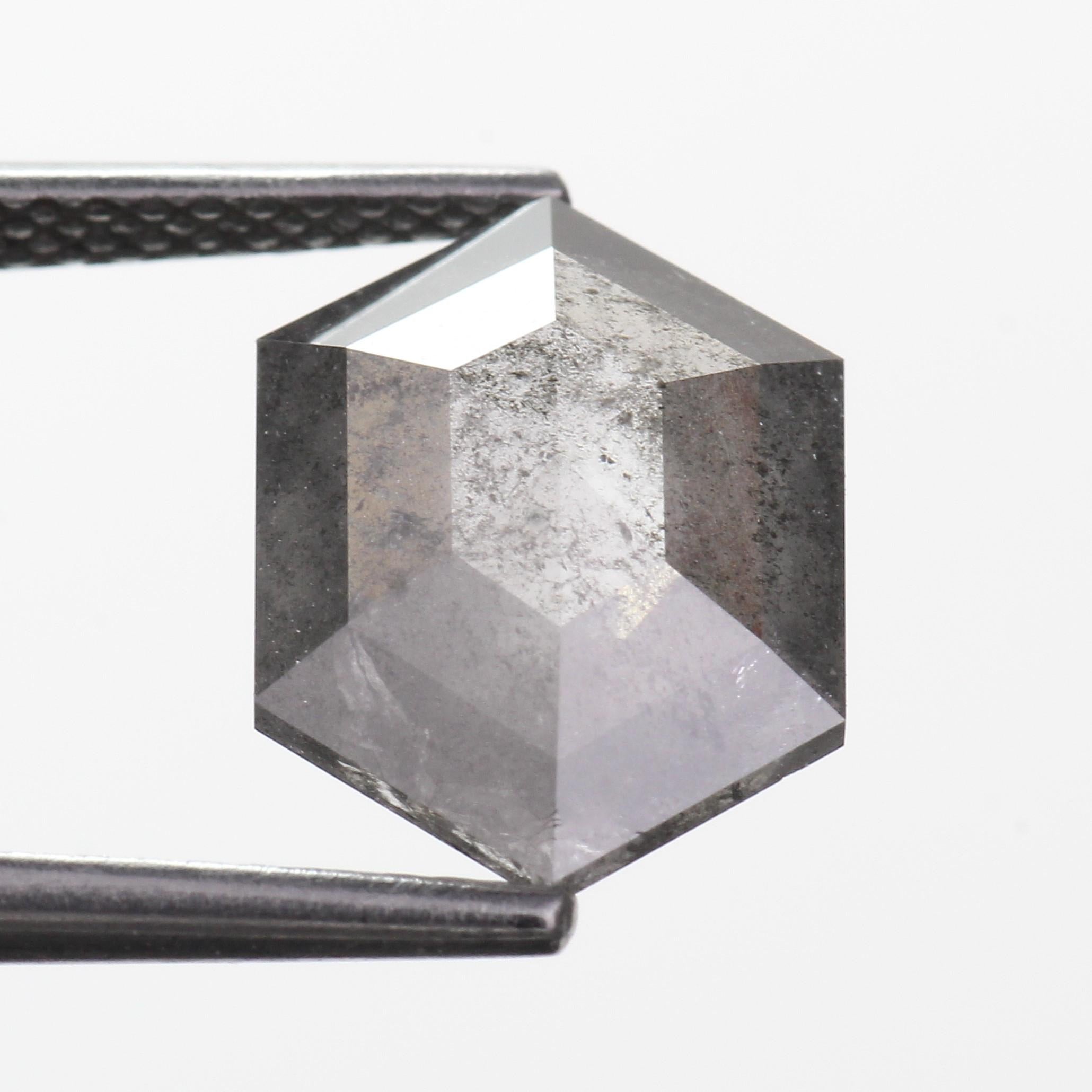 2.35 Carat Natural Gray Hexagon Salt and Pepper Diamond 11.70 MM