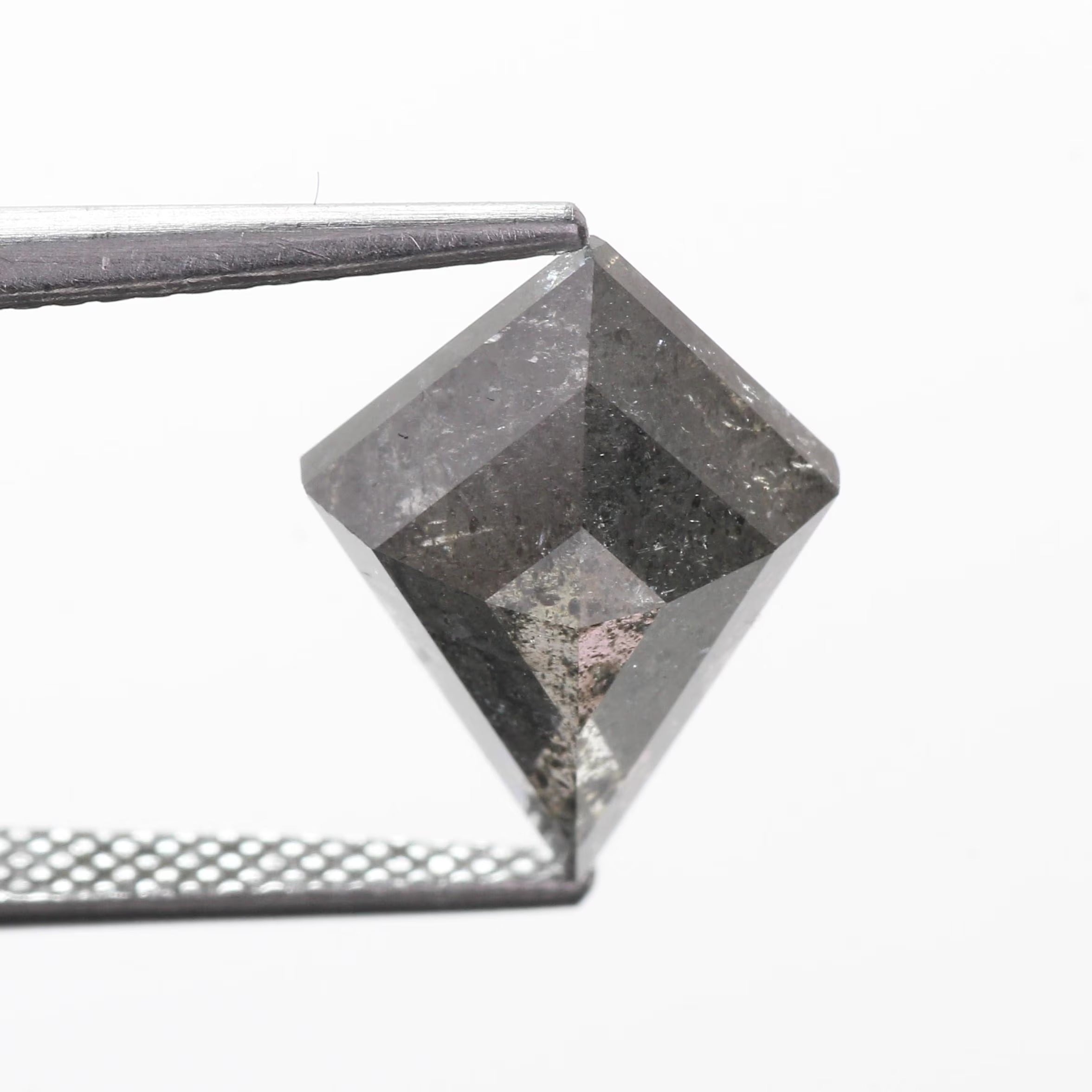 4.39 Carat Natural Gray Salt Pepper Kite Cut Diamond 14.46 MM