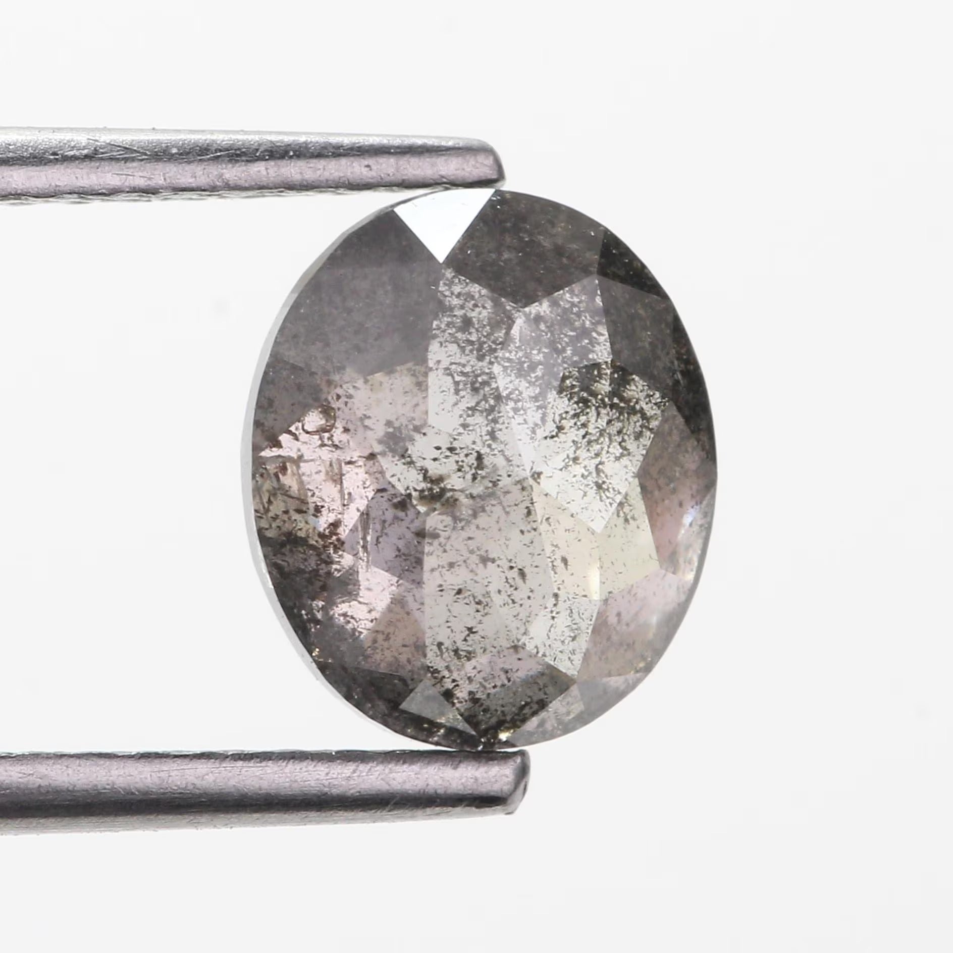 1.77 Carat Salt and Pepper Diamond Oval Natural Brown 7.60 MM