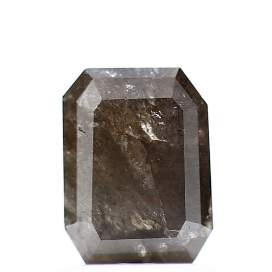1.10 Carat 6.74 MM Natural Gray Rustic Emerald Shape Loose Diamond