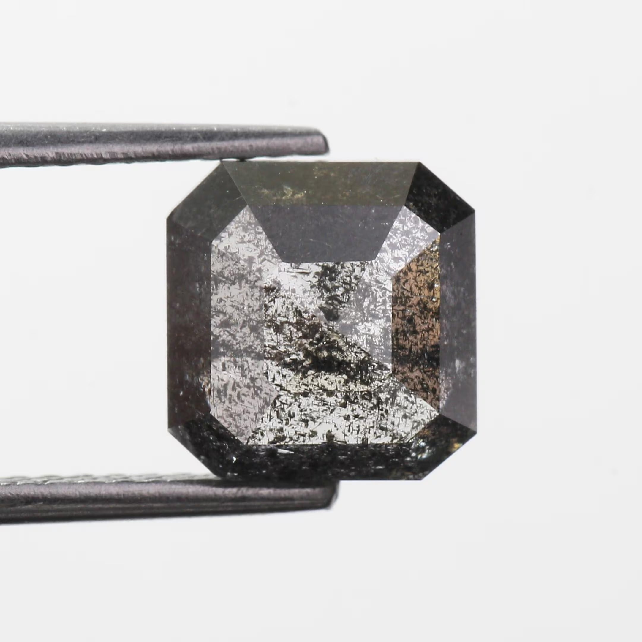 2.72 Carat Emerald Cut Salt and Pepper Black Diamond Natural 7.7 MM