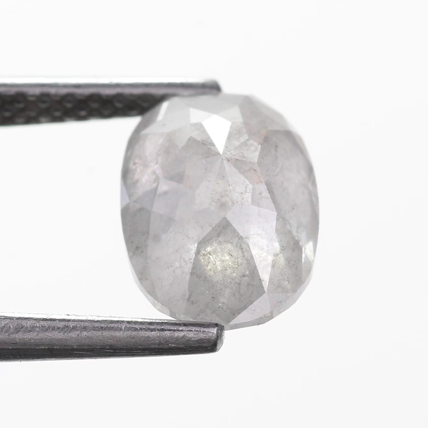 2 Carat Salt and Pepper Diamond Oval Natural Milky Gray 9.10 MM