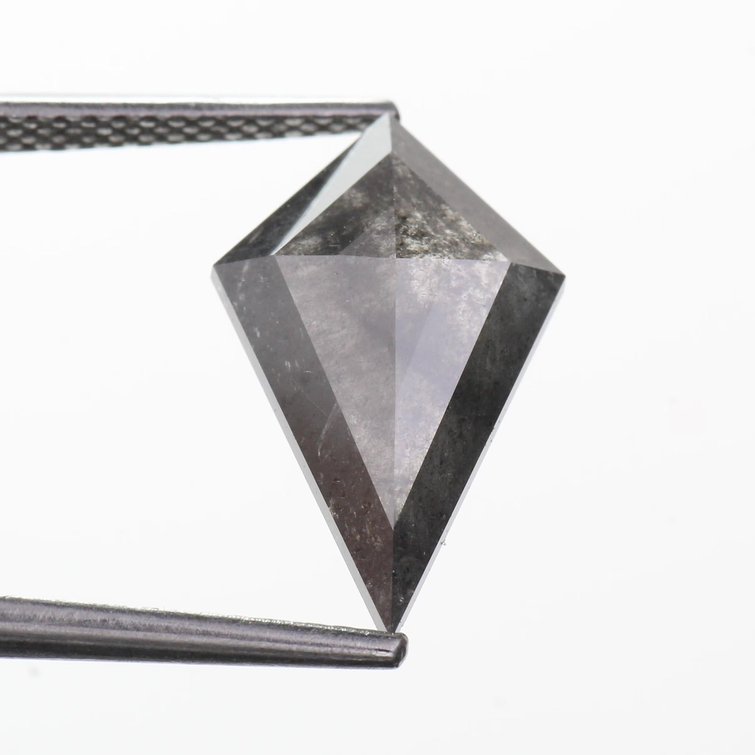 3.36 Carat Natural Gray Kite Cut Salt Pepper Diamond 15.50 MM