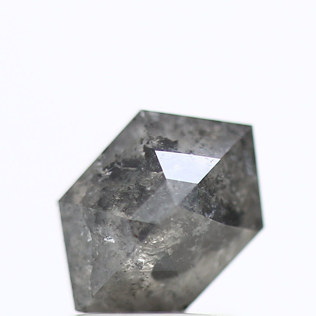 1.54 Carat Grey Hexagon Salt and Pepper Diamond 8.41 MM