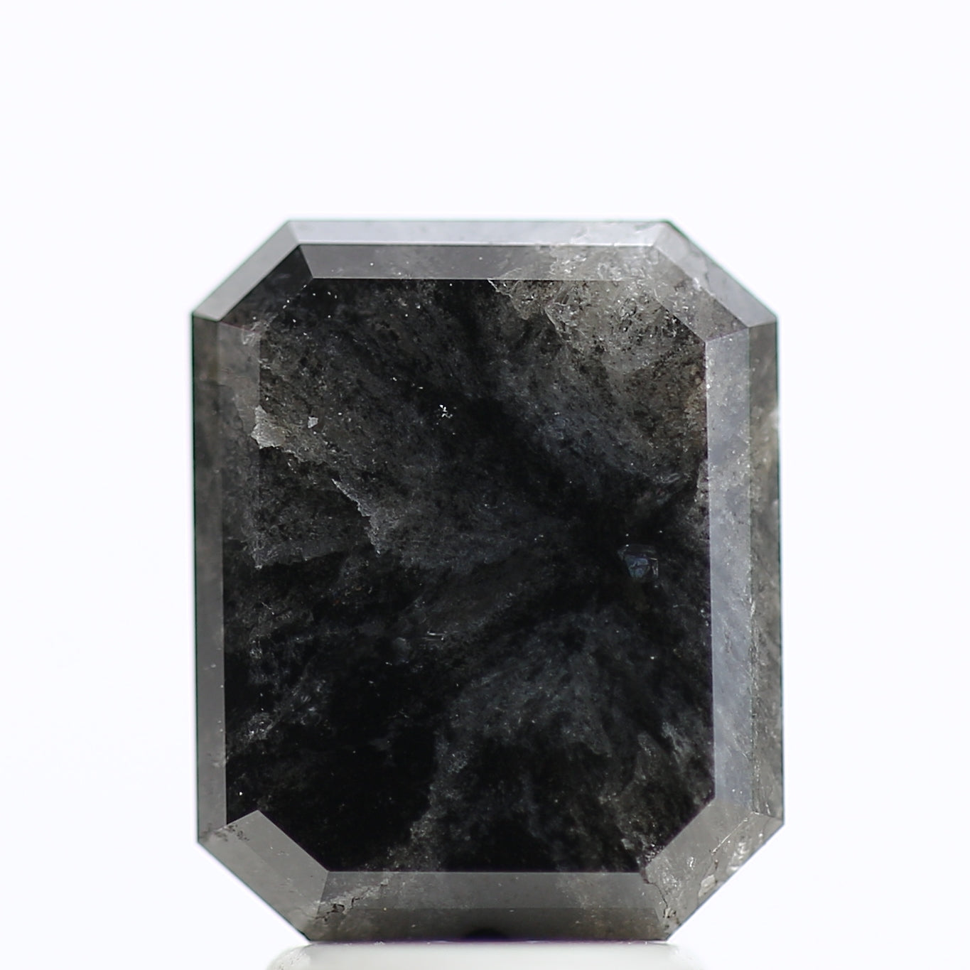 4 Carat Natural Emerald Cut Black Salt And Pepper Diamond 9.74 MM