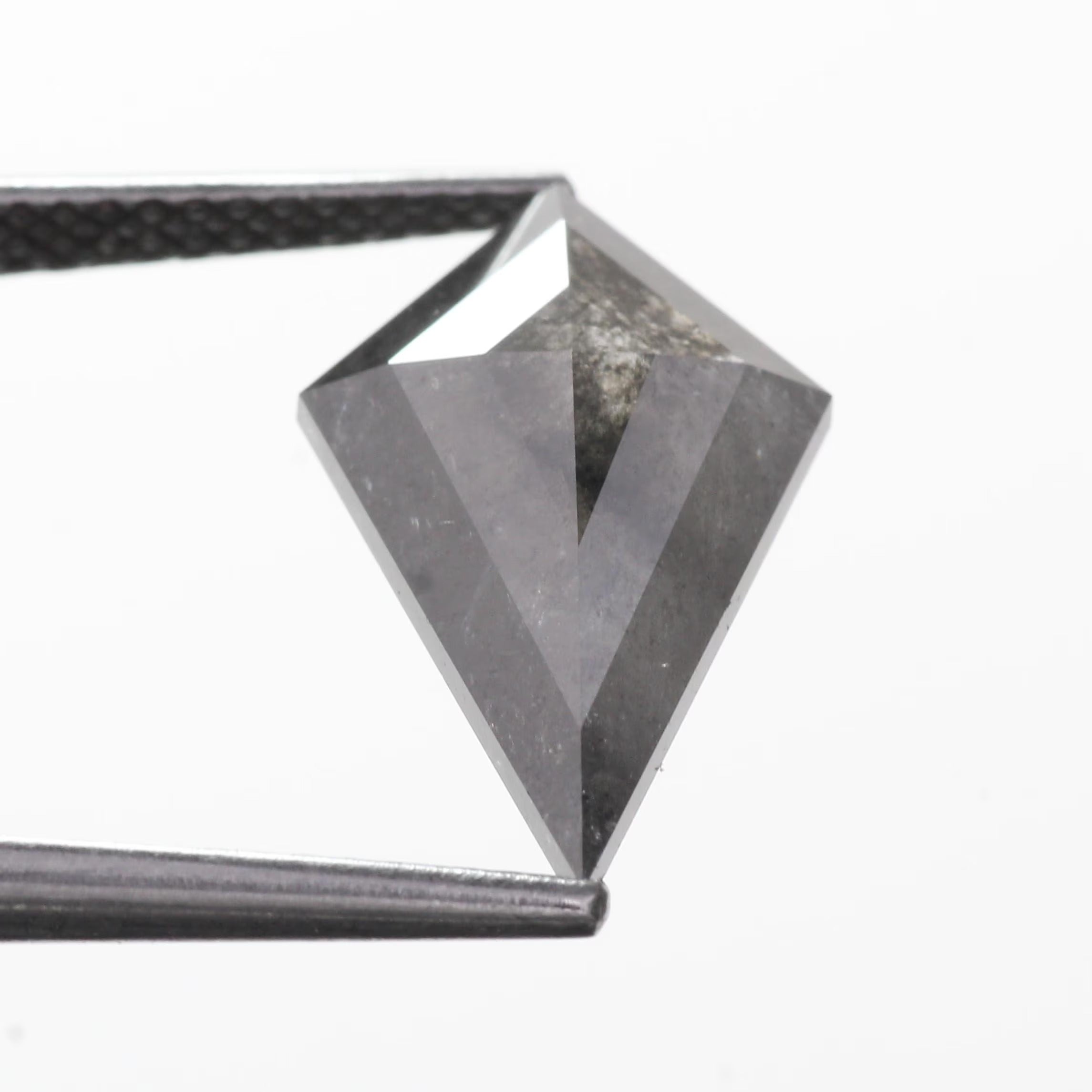 3.36 Carat Natural Gray Kite Cut Salt Pepper Diamond 15.50 MM