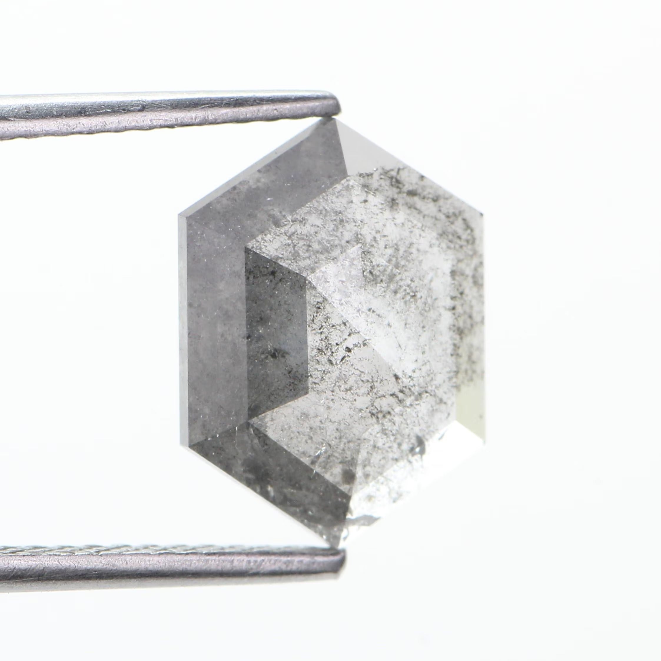 2.35 Carat Natural Gray Hexagon Salt and Pepper Diamond 11.70 MM