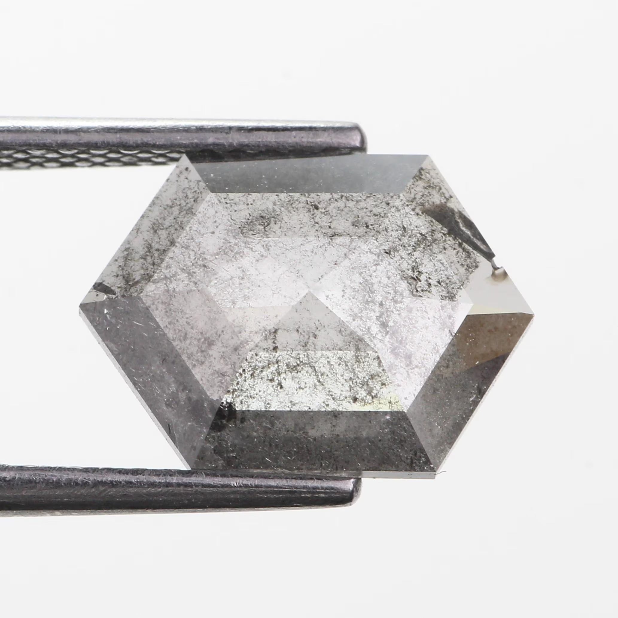 2.30 Ct Natural Hexagon Salt and Pepper Diamond 11.70 MM