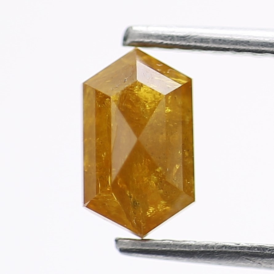 1 Carat Elongated Hexagon Salt and Pepper Diamond Yellow 7.5 MM