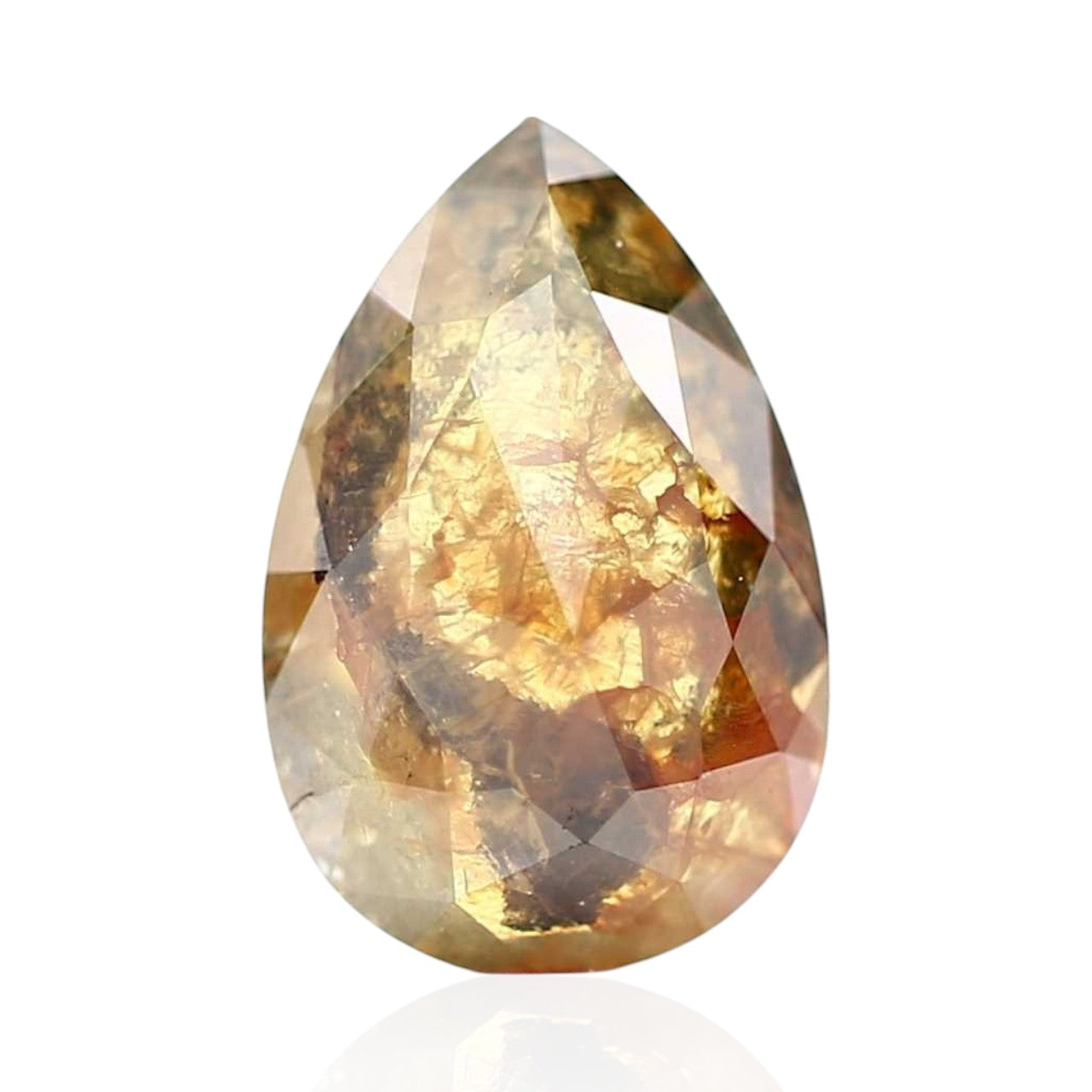 1 Carat Salt and Pepper Diamond Natural Orange Pear 7.85 MM