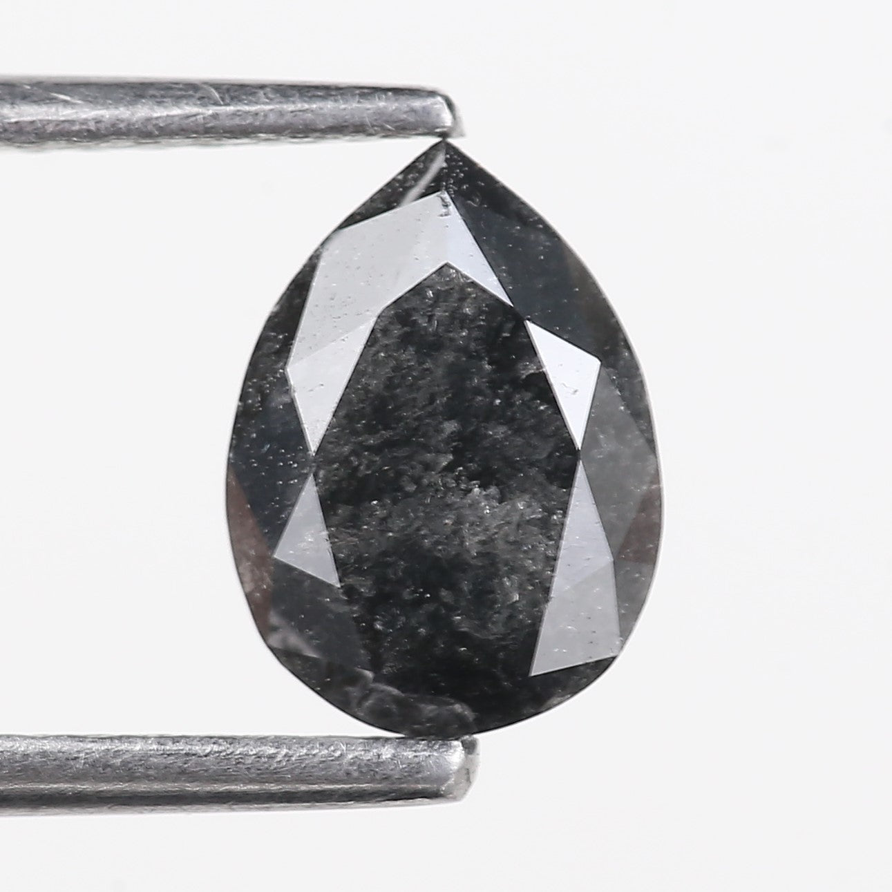 1 Ct Natural Pear Salt And Pepper Dark Gray Diamond 7.93 MM