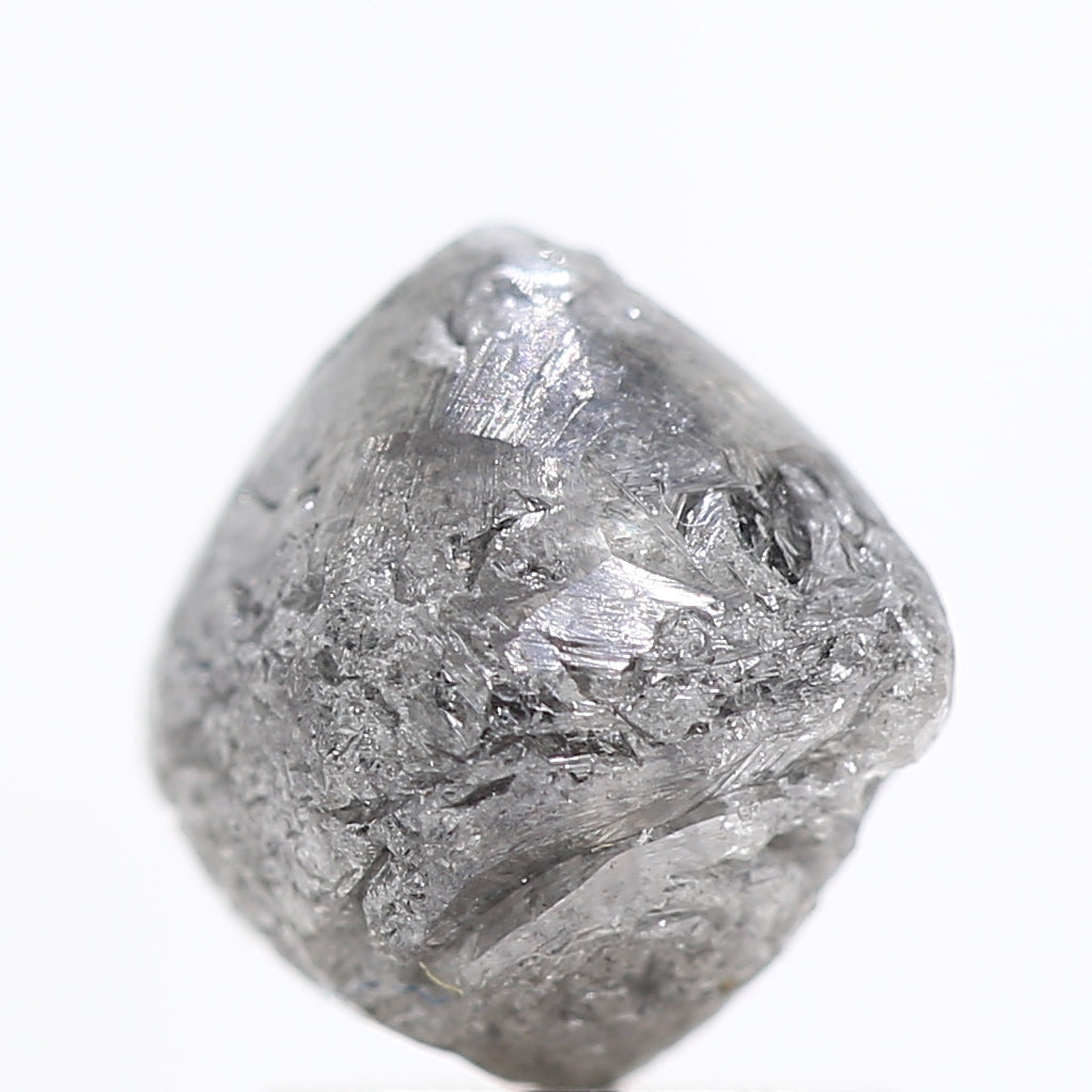 2.45 Carat Fancy Gray Octahedron Raw Rough Natural Diamond 7.50 MM - Blackdiamond