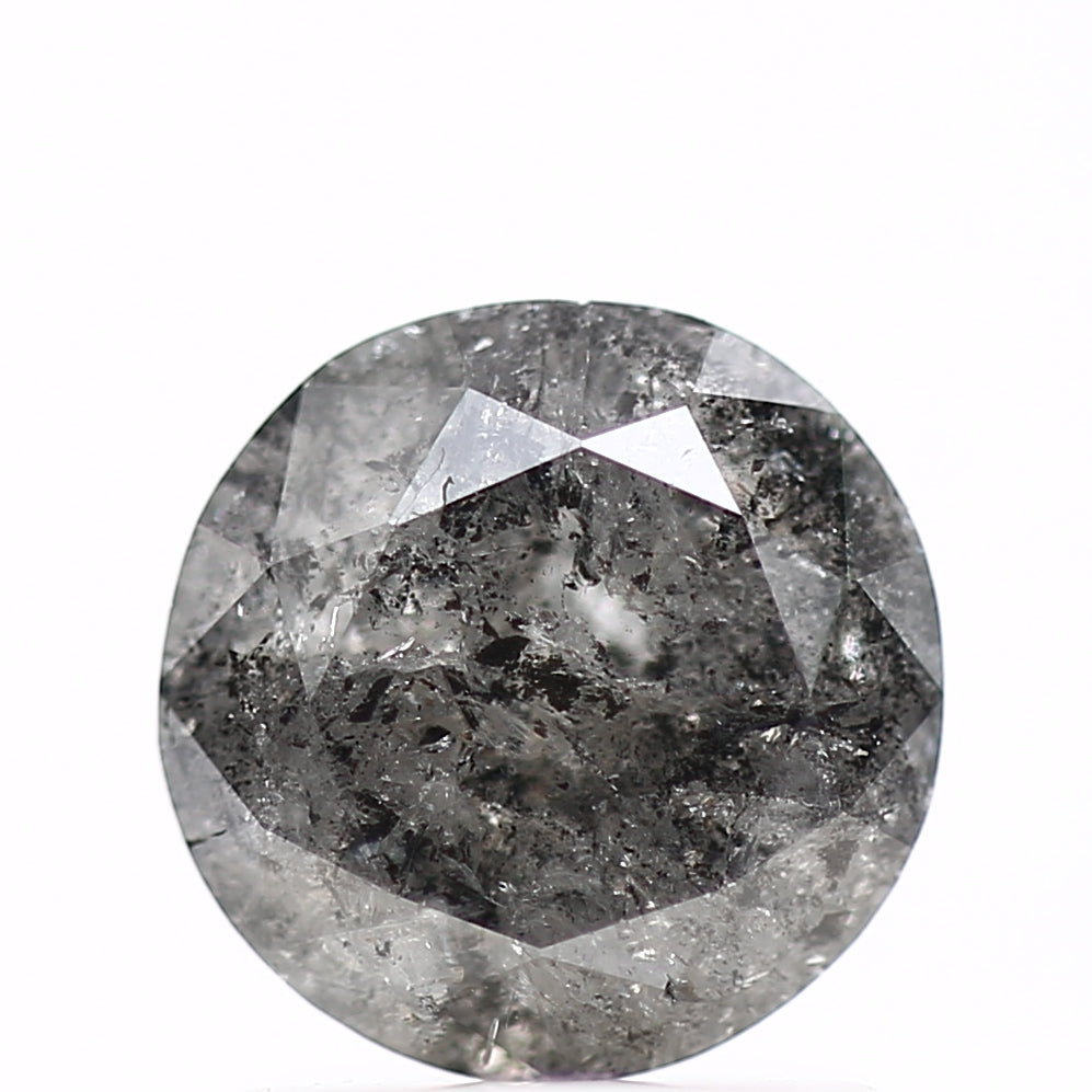 1.18 Carat Natural Loose Gray Round Cut Salt and Pepper Diamond 6.8 MM - Blackdiamond