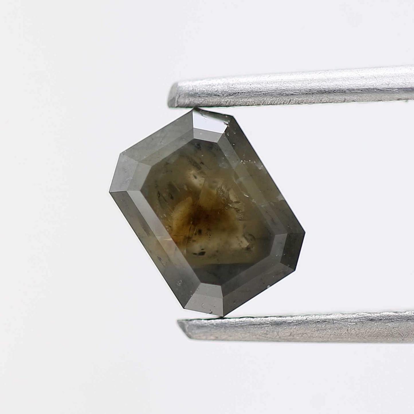 1.12 Carat 6.09 MM Natural Gray Emerald Cut Salt and Pepper Diamond - Blackdiamond