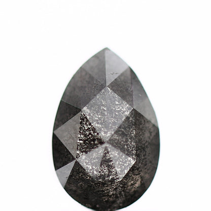 1.43 Carat Natural Fancy Rose Cut Pear Gray Black Diamond SDM964