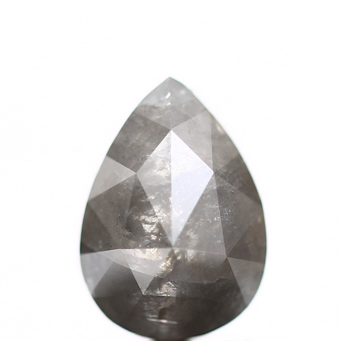 1.58 Carat Natural Pear Rosecut Gray Salt and Pepper Diamond sd56