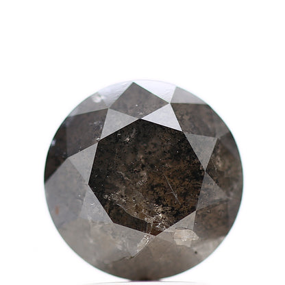 2.87 Carat Natural Dark Grey Round Loose Salt Pepper Diamond 8.7 MM - Blackdiamond