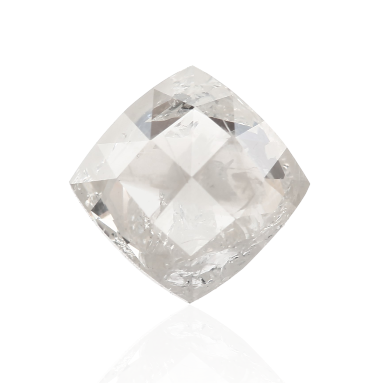 1.20 Carat 6 X 6 X 3.25 MM Cushion Double Rose Cut Fancy White Salt and Pepper Diamond - Blackdiamond