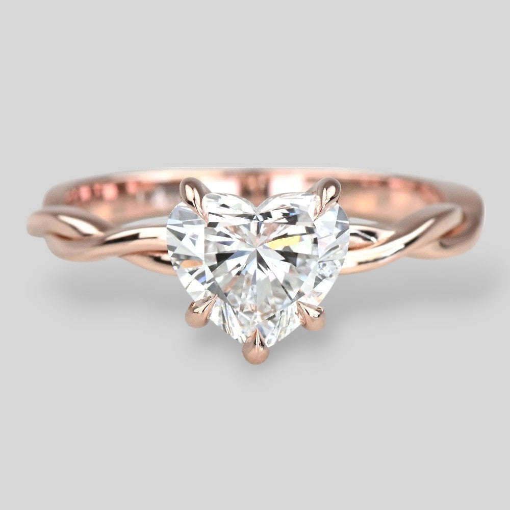 1.50 Carat Lab Created Heart Diamond Twisted Engagement Ring