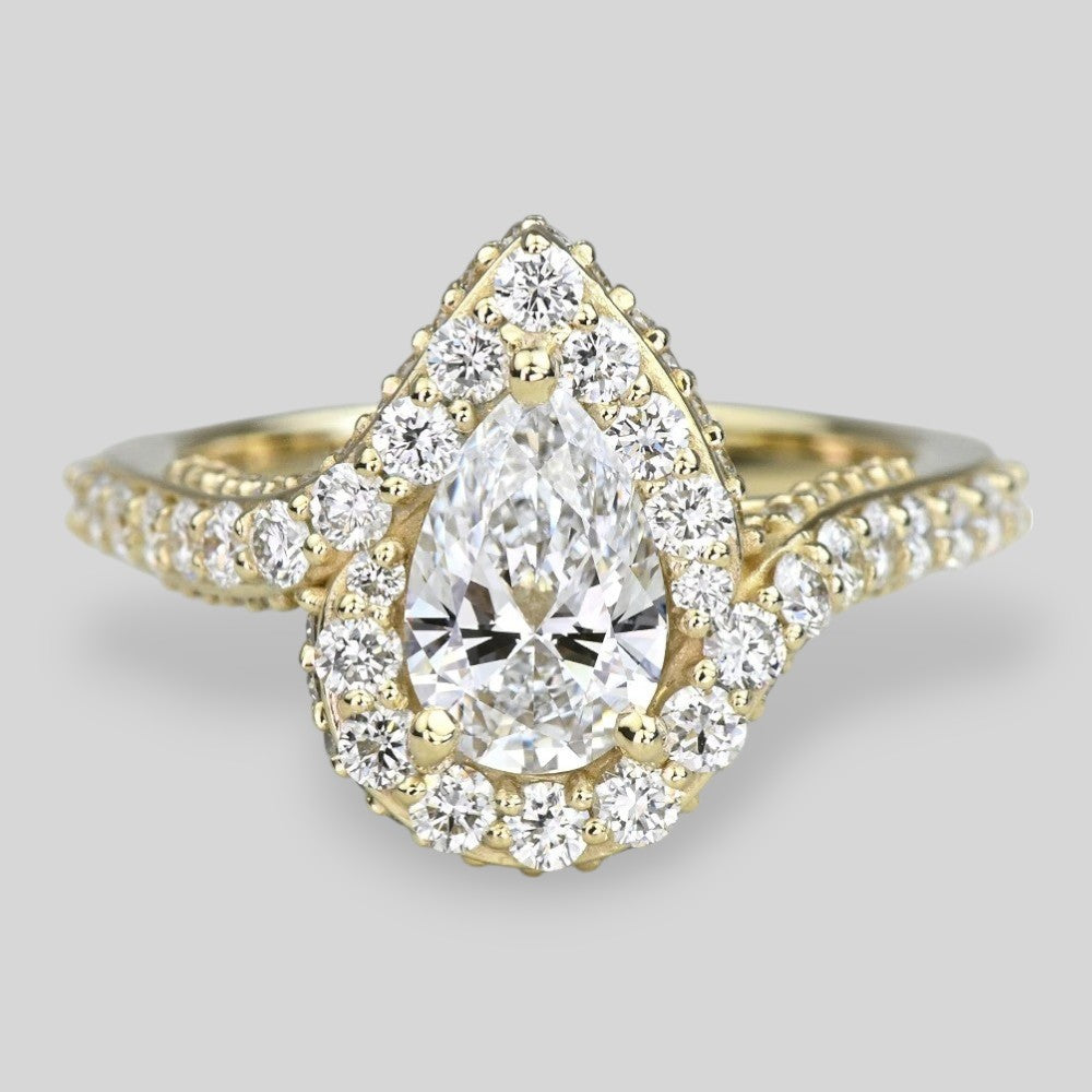 1ct pear lab diamond halo ring