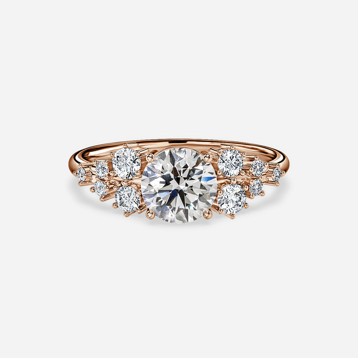 18K Rose Gold 1 Carat Round Diamond Engagement Ring Lu Brillant