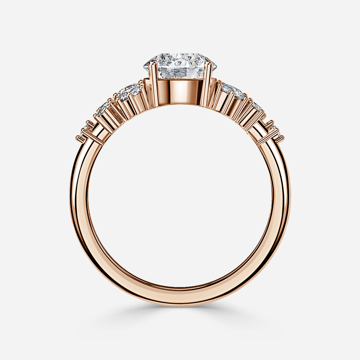 18K Rose Gold 1 Carat Round Diamond Engagement Ring Lu Brillant