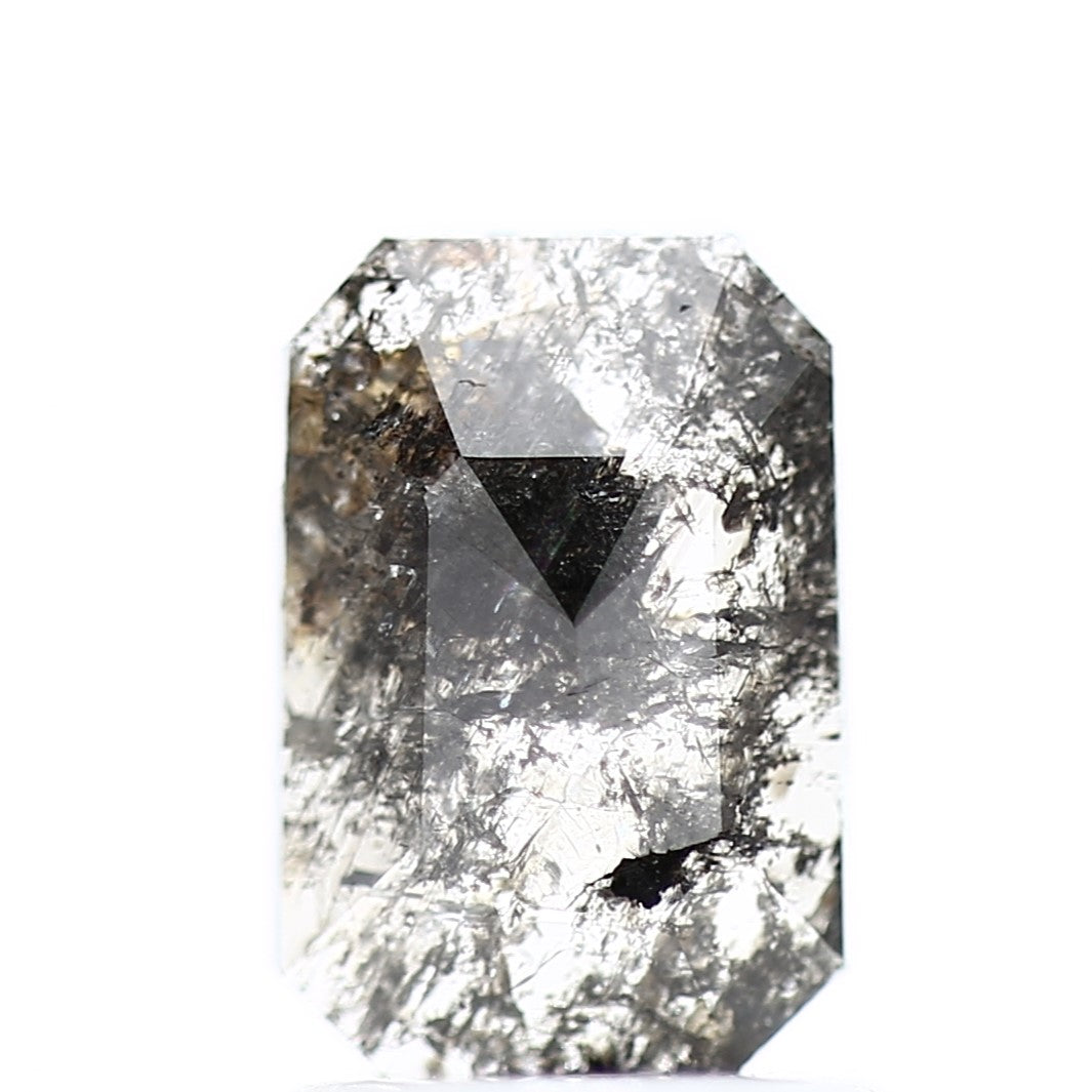 0.81 Carat 7.80 MM Natural Gray Emerald Salt and Pepper Loose Diamond - Blackdiamond