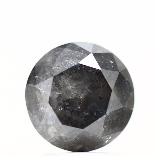 3 Carat Natural Fancy Gray Round Loose Salt and Pepper Diamond 8.3 MM - Blackdiamond