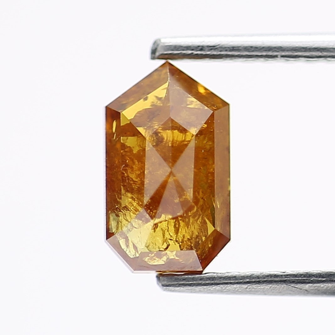 1.17 Carat Elongated Shield Salt and Pepper Diamond Yellow 8.12 MM