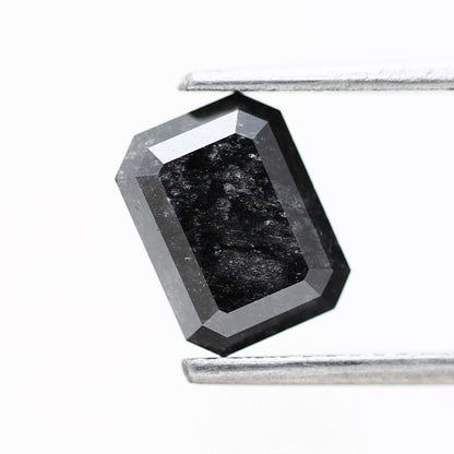 1.84 Carat 8.06 MM Natural Black Emerald Cut Salt and Pepper Diamond - Blackdiamond