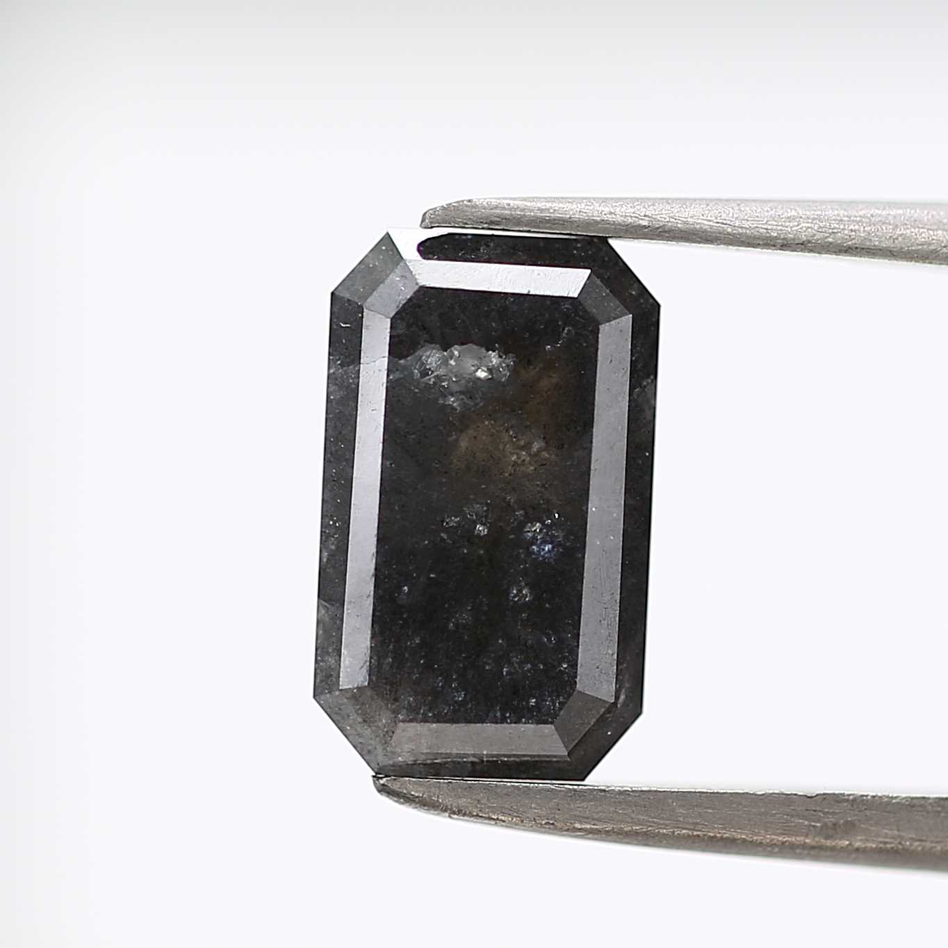 2.78 Carat 10.50 MM Fancy Gray Emerald Cut Salt and Pepper Diamond - Blackdiamond